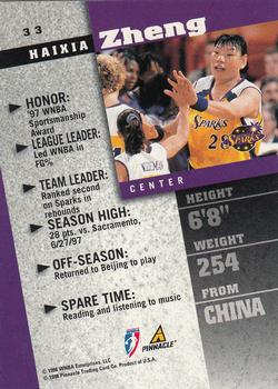 1998 Pinnacle WNBA #33 Haixia Zheng Back