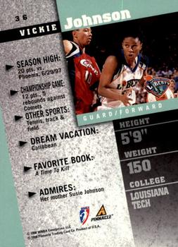 1998 Pinnacle WNBA #36 Vickie Johnson Back