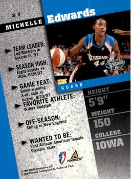 1998 Pinnacle WNBA #37 Michelle Edwards Back