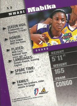 1998 Pinnacle WNBA #53 Mwadi Mabika Back