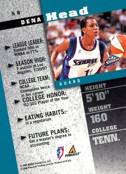 1998 Pinnacle WNBA #58 Dena Head Back