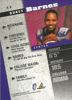 1998 Pinnacle WNBA #59 Quacy Barnes Back