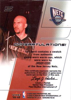 2002-03 Fleer Genuine - Names of the Game Jerseys #NNO Jason Kidd Back