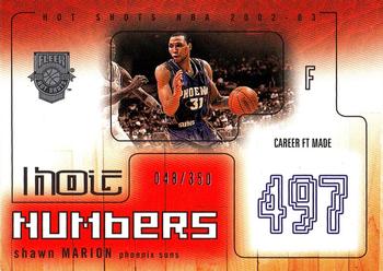2002-03 Fleer Hot Shots - Hot Numbers #13 HN Shawn Marion Front