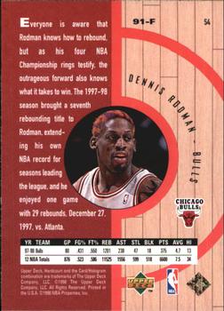 1998 Upper Deck Hardcourt #54 Dennis Rodman Back