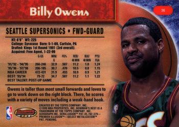 1998-99 Bowman's Best #36 Billy Owens Back