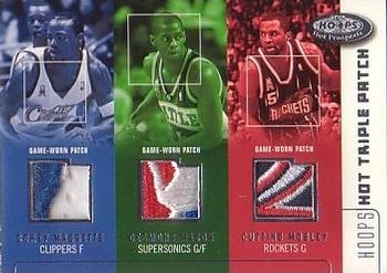 2002-03 Hoops Hot Prospects - Hot Triple Patch #TP-MMM Corey Maggette / Desmond Mason / Cuttino Mobley Front