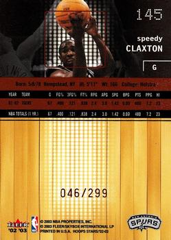 2002-03 Hoops Stars - Five-Star #145 Speedy Claxton Back