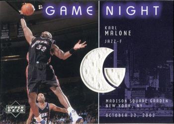 2002-03 Upper Deck - Game Night Jerseys #GN-KM Karl Malone Front