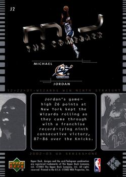 2002-03 Upper Deck - MJ The Comeback #J2 Michael Jordan Back
