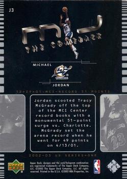 2002-03 Upper Deck - MJ The Comeback #J3 Michael Jordan Back