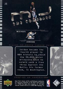2002-03 Upper Deck - MJ The Comeback #J5 Michael Jordan Back