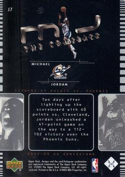 2002-03 Upper Deck - MJ The Comeback #J7 Michael Jordan Back