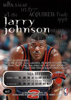 1998-99 SkyBox Thunder #2 Larry Johnson Back