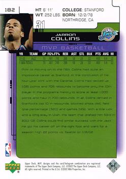 2002-03 Upper Deck MVP - Classic #182 Jarron Collins Back