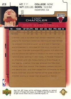 2002-03 Upper Deck MVP - Gold #23 Tyson Chandler Back