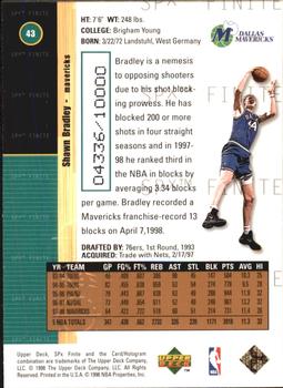 1998-99 SPx Finite #43 Shawn Bradley Back