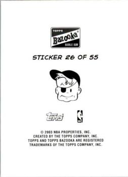 2003-04 Bazooka - Four-on-One Stickers #26 Dikembe Mutombo / Alvin Williams / Corliss Williamson / Kedrick Brown Back