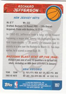 2003-04 Bazooka - Mini #197 Richard Jefferson Back