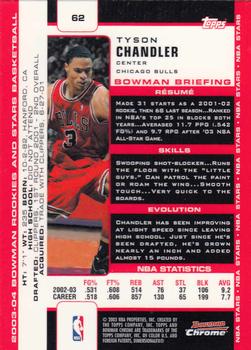 2003-04 Bowman - Chrome #62 Tyson Chandler Back