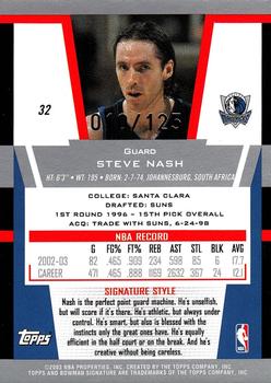 2003-04 Bowman Signature - Foil #32 Steve Nash Back