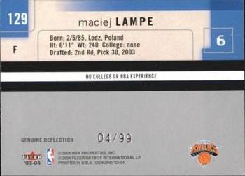 2003-04 Fleer Genuine Insider - Genuine Reflection #129 Maciej Lampe Back