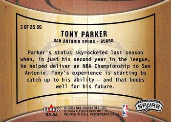 2003-04 Fleer Patchworks - Courting Greatness #3 CG Tony Parker Back