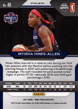 2021 Panini Prizm WNBA - Prizms Silver #40 Myisha Hines-Allen Back