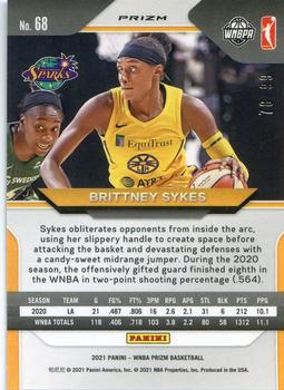 2021 Panini Prizm WNBA - Prizms Purple #68 Brittney Sykes Back