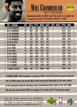 1998-99 Upper Deck Century Legends #3 Wilt Chamberlain Back