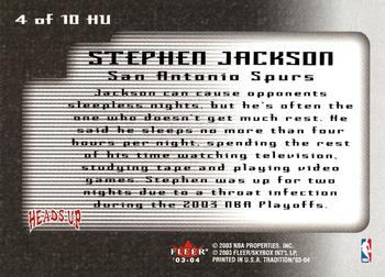 2003-04 Fleer Tradition - Heads Up #4 HU Stephen Jackson Back