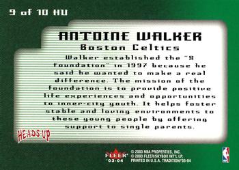 2003-04 Fleer Tradition - Heads Up #9 HU Antoine Walker Back