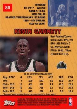 1999-00 Bowman's Best #80 Kevin Garnett Back