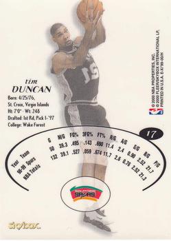 1999-00 E-X #17 Tim Duncan Back
