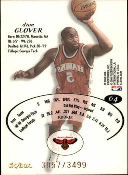1999-00 E-X #64 Dion Glover Back