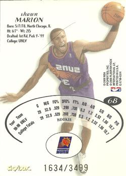 1999-00 E-X #68 Shawn Marion Back