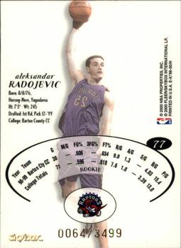 1999-00 E-X #77 Aleksandar Radojevic Back