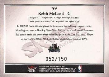 2003-04 SkyBox Autographics - Insignia Silver #59 Keith McLeod Back
