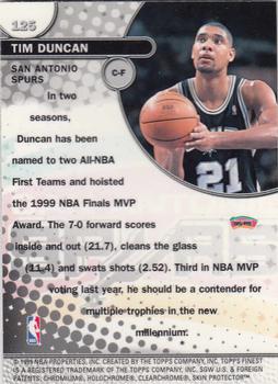 1999-00 Finest #125 Tim Duncan Back