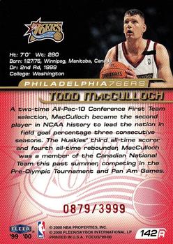 1999-00 Fleer Focus #142 Todd MacCulloch Back