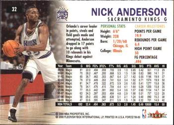 1999-00 Fleer Force #32 Nick Anderson Back