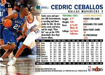 1999-00 Fleer Force #41 Cedric Ceballos Back