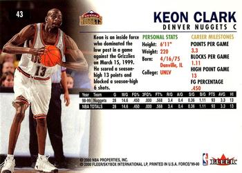 1999-00 Fleer Force #43 Keon Clark Back