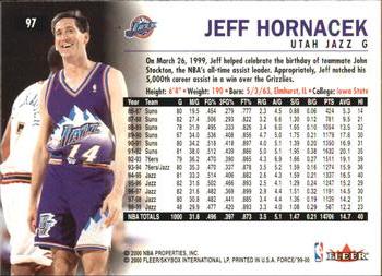 1999-00 Fleer Force #97 Jeff Hornacek Back