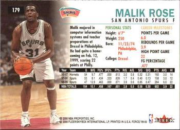 1999-00 Fleer Force #179 Malik Rose Back