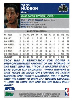 2003-04 Topps 1st Edition #74 Troy Hudson Back