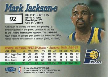 1999-00 Fleer Mystique #92 Mark Jackson Back