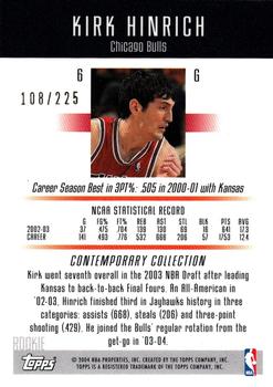 2003-04 Topps Contemporary Collection - Red #6 Kirk Hinrich Back