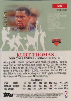 2003-04 Topps Pristine - Refractors #96 Kurt Thomas Back