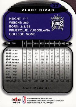 2003-04 Ultra - Gold Medallion #32 Vlade Divac Back
